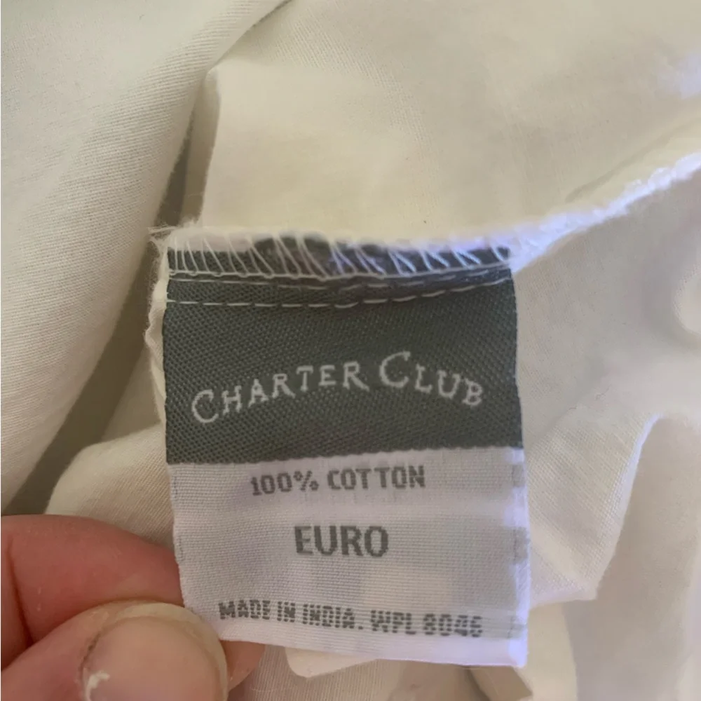Charter Club Euro Pillow Sham & King Pillowcase Bundle Ivory Cotton Lace Trim